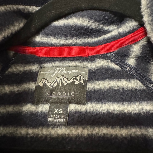 J Crew Nordic fleece blue grey stripe full zip jacket size XS - Picture 6 of 9